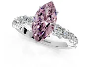 Shared-Prong Engagement Ring Setting for Fancy Pink Marquise Center with Graduated Accents and Prong Head in White Gold