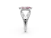 Halo Engagement Ring Setting for Fancy Pink Marquise Center with Rope Twist Split Shank and Prong Head in Platinum