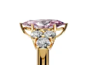 Cluster Engagement Ring Setting for Fancy Pink Marquise Center with Round Cut Accent Frame and Prong Head in Yellow Gold