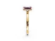 Hidden Halo Engagement Ring Setting for Fancy Pink Emerald Cut Center with Plain Band and Tall Prong Head in Yellow Gold