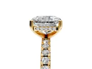 Solitaire Engagement Ring Setting for Radiant Cut Center with Band of Accents and Prong Head in Yellow Gold