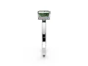 Hidden Halo Engagement Ring Setting for Fancy Green Princess Cut Center with Wide Flat Plain Band and Prong Head in White Gold