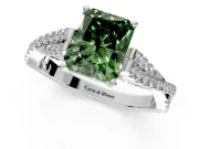 Solitaire Engagement Ring Setting for Fancy Green Radiant Cut Center with Twisted Pave Split Shank and Prong Head in Platinum