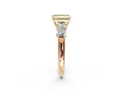 5 Stone Engagement Ring Setting for Fancy Yellow Emerald Cut Center with Graduated Accents and Prong Head in Rose Gold