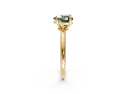 Minimalist Solitaire Engagement Ring Setting for Fancy Green Heart-Shaped Center with Thin Band and Prong Head in Yellow Gold