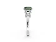 Floral Engagement Ring Setting for Fancy Green Asscher Cut Center with Marquise Cluster Shoulders and Prong Head in Sterling Silver