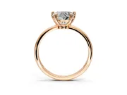 Minimalist Solitaire Engagement Ring Setting for Heart-Shaped Center with Thin Band and Prong Head in Rose Gold
