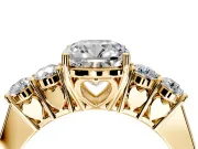 5 Stone Engagement Ring Setting for Cushion Cut Center with Equal Close-Set Accents and Prong Head in Yellow Gold