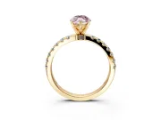 Open Basket Engagement Ring Setting for Fancy Pink Marquise Center with Pave Band and Prong Head in Yellow Gold