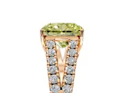 Solitaire Engagement Ring Setting for Fancy Yellow Radiant Cut Center with Pave Split Shank and Prong Head in Rose Gold