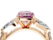 Channel-Set Engagement Ring Setting for Fancy Pink Radiant Cut Center with Baguette Band and Prong Head in Rose Gold