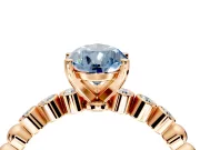 Solitaire Engagement Ring Setting for Fancy Blue Pear-Shaped Center with Bezel-Dot Beaded Band and Prong Head in Rose Gold