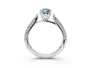 Solitaire Engagement Ring Setting for Fancy Blue Pear-Shaped Center with Multi-Row Accents and Prong Head in White Gold