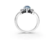 Solitaire Engagement Ring Setting for Fancy Blue Marquise Center with Twisted Band and Scroll Prong Head in White Gold