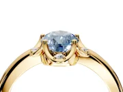 Floral Frame Engagement Ring Setting for Fancy Blue Pear-Shaped Center with Accent Clusters and Prong Head in Yellow Gold