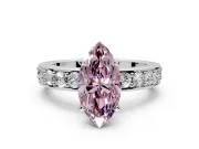 Solitaire Engagement Ring Setting for Fancy Pink Marquise Center with Channel-Set Accents and Prong Head in White Gold