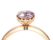 Solitaire Engagement Ring Setting for Fancy Pink Oval Center with Thin Rounded Plain Band and Prong Head in Rose Gold