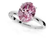 Hidden Halo Engagement Ring Setting for Fancy Pink Oval Center with Plain Band and Tall Prong Head in Sterling Silver