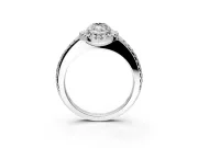 Pave Halo Engagement Ring Setting for Marquise Center with Single Row Pave Band and Prong Head in Sterling Silver