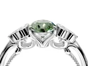 Cluster Engagement Ring Setting for Fancy Green Pear-Shaped Center with Bezel Accent Clusters and Prong Head in White Gold