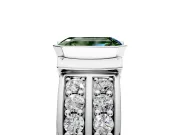 Bezel Engagement Ring Setting for Fancy Green Emerald Cut Center with Wide Channel-Set Band and Bezel Head in Platinum