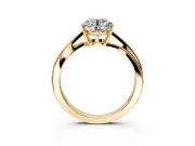 Solitaire Engagement Ring Setting for Round Cut Center with Plain Bypass Twist Band and Prong Head in Yellow Gold