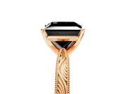 Solitaire Engagement Ring Setting for Fancy Black Princess Cut Center with Engraved Milgrain Band and Prong Head in Rose Gold