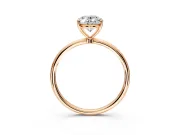 Solitaire Engagement Ring Setting for Oval Center with Straight Thin Band and Prong Head in Rose Gold