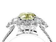 Halo Engagement Ring Setting for Fancy Yellow Oval Center with Two-Strand Split Shank and Prong Head in Sterling Silver