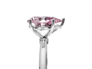 Solitaire Engagement Ring Setting for Fancy Pink Pear-Shaped Center with Straight Thin Band and Prong Head in Sterling Silver