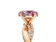 Solitaire Engagement Ring Setting for Fancy Pink Oval Center with Pave and Plain Crossover and Basket Head in Rose Gold