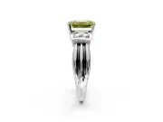 Solitaire Engagement Ring Setting for Fancy Yellow Emerald Cut Center with Grooved Bar Accent Band and Prong Head in Platinum
