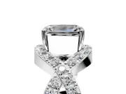 Halo Engagement Ring Setting for Emerald Cut Center with Pave Infinity Twist Band and Prong Head in Platinum
