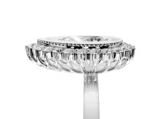 Halo Engagement Ring Setting for Pear-Shaped Center with Milgrain Bezel Rim, Plain Band and Prong Head in Platinum