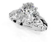 Solitaire Engagement Ring Setting for Oval Center with Filigree Accent Basket and Prong Head in Platinum