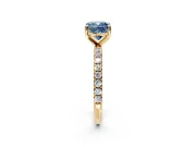Solitaire Engagement Ring Setting for Fancy Blue Cushion Cut Center with Micro Pave Band and Prong Head in Yellow Gold