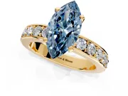 Solitaire Engagement Ring Setting for Fancy Blue Marquise Center with Channel-Set Accents and Prong Head in Yellow Gold