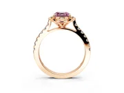 Floral Engagement Ring Setting for Fancy Pink Asscher Cut Center with Pave Band and Floral Prong Head in Rose Gold