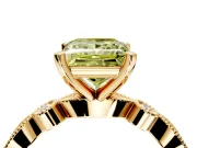 Solitaire Engagement Ring Setting for Fancy Yellow Princess Cut Center with Milgrain Bezel Accents and Prong Head in Yellow Gold