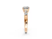 5 Stone Engagement Ring Setting for Cushion Cut Center with Plain Band and Prong Head in Rose Gold