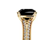 Solitaire Engagement Ring Setting for Fancy Black Asscher Cut Center with Pave Rail Split Shank and Prong Head in Yellow Gold