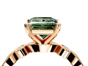Solitaire Engagement Ring Setting for Fancy Green Princess Cut Center with Milgrain Bezel Accents and Prong Head in Rose Gold