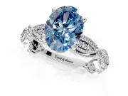Solitaire Engagement Ring Setting for Fancy Blue Oval Center with Marquise Panel Band and Prong Head in Platinum