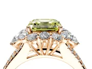 Halo Engagement Ring Setting for Fancy Yellow Asscher Cut Center with Two-Strand Split Shank and Prong Head in Rose Gold