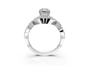 Halo Engagement Ring Setting for Emerald Cut Center with Pave Infinity Twist Band and Prong Head in Platinum