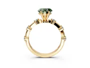 Solitaire Engagement Ring Setting for Fancy Green Heart-Shaped Center with Bezel Station Band and Prong Head in Yellow Gold
