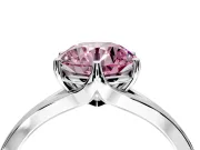 Solitaire Engagement Ring Setting for Fancy Pink Round Cut Center with Plain Split Shank and Prong Head in Sterling Silver