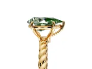 Solitaire Engagement Ring Setting for Fancy Green Pear-Shaped Center with Plain Twisted Rope Band and Prong Head in Yellow Gold