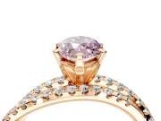 Solitaire Engagement Ring Setting for Fancy Pink Marquise Center with Woven 3-Strand Pave Band and Prong Head in Rose Gold