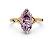 Solitaire Engagement Ring Setting for Fancy Pink Marquise Center with Plain Split Shank and Prong Head in Yellow Gold